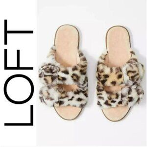 Loft Cheetah Faux Fur Buckle Slippers Size M 7 - 8